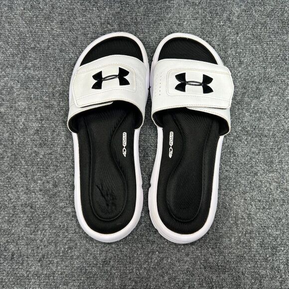 Under Armour Ignite 5 Sandals Men's Size 11 White Black Athletic Recovery Slides - Picture 6 of 9